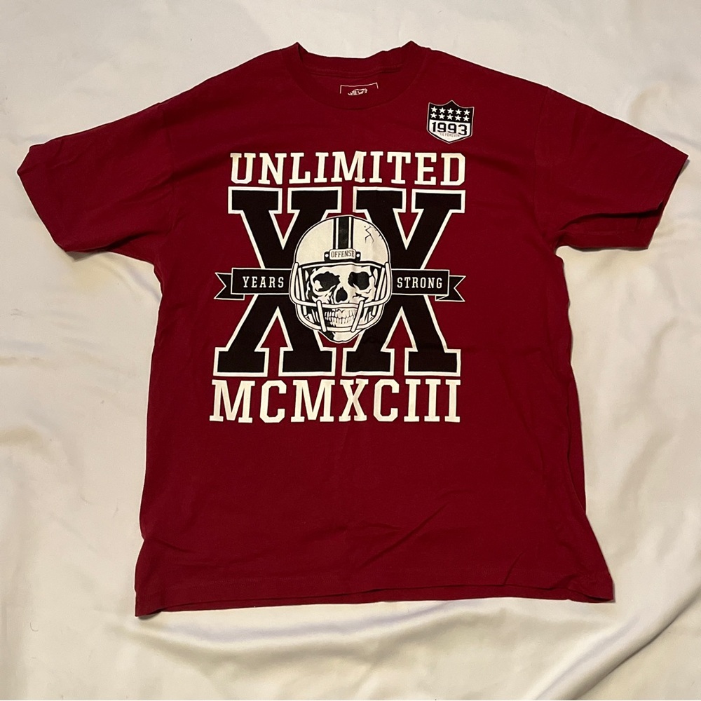 Ecko Unlimited Red Graphic Tee with Skull Design